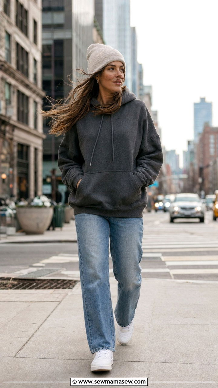 Hoodie outfit for a windy day - 30 windy day outfits casual