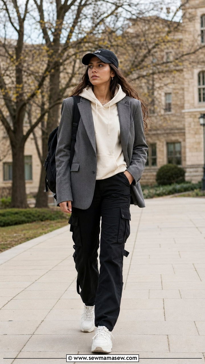 Hoodie with blazer streetwear outfit - 35 Preppy outfits 2026