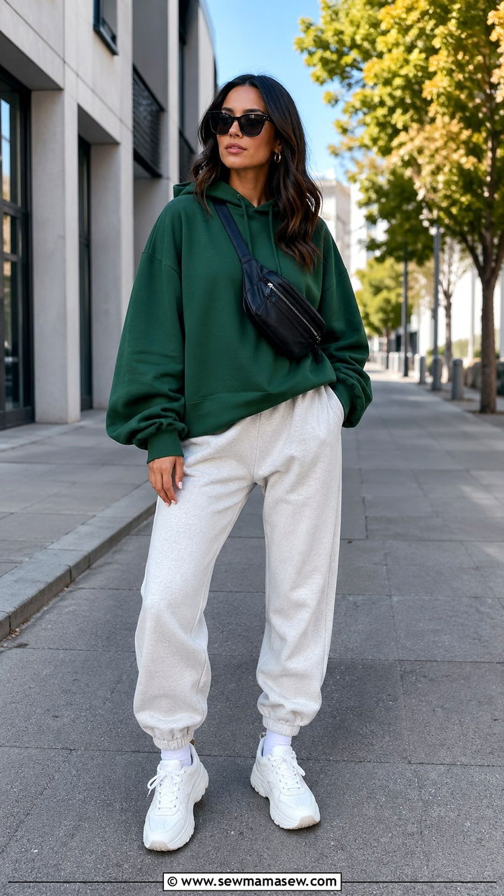 Hunter Green Hoodie With Joggers And Chunky Sneakers - 40 All hunter green outfit ideas