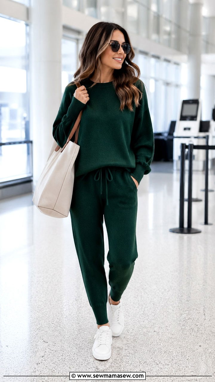 Hunter Green Knit Lounge Set With White Sneakers - 40 All hunter green outfit ideas