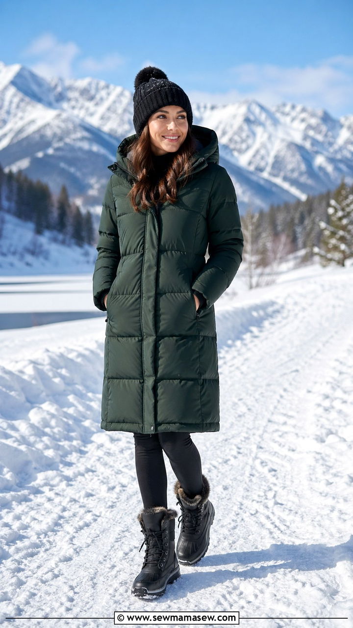 Hunter Green Puffer Coat With Leggings And Snow Boots - 40 All hunter green outfit ideas