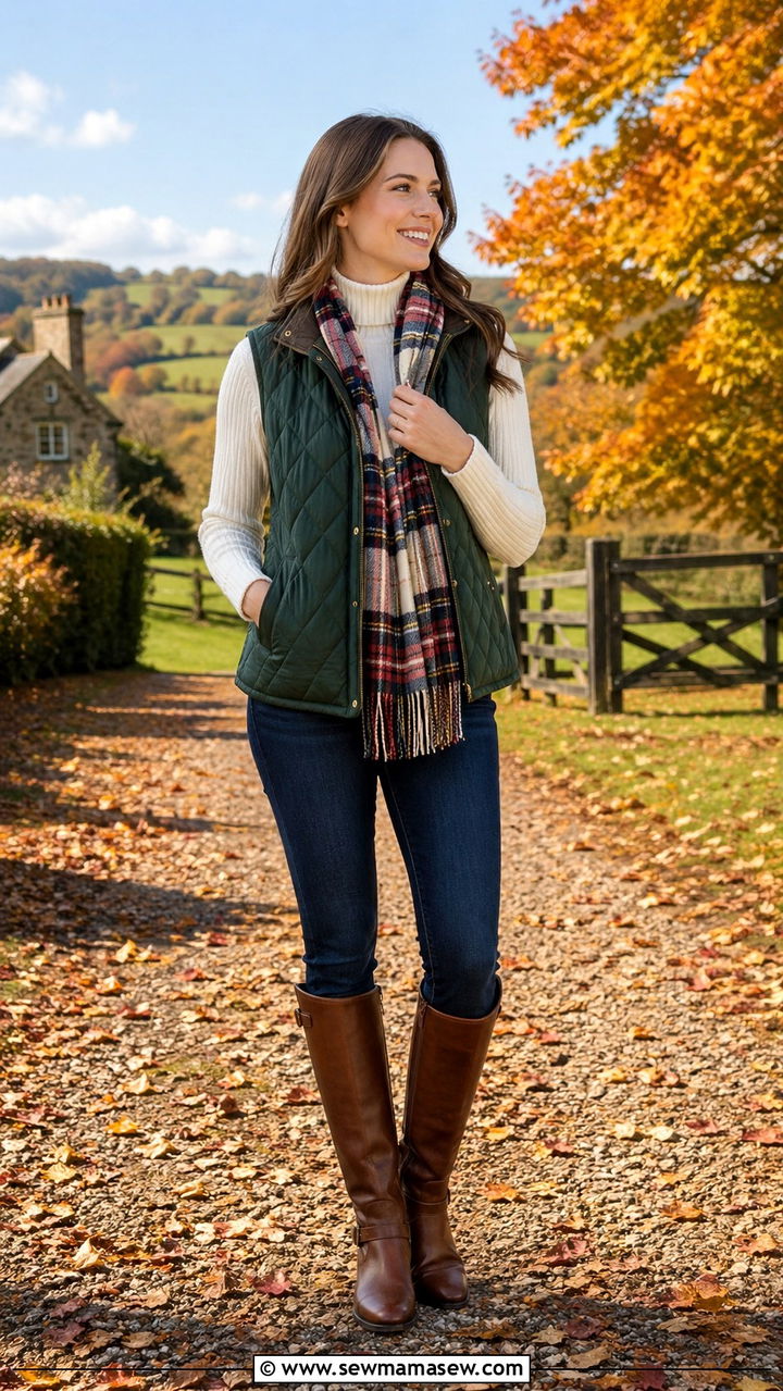 Hunter Green Quilted Vest With Turtleneck And Jeans - 40 All hunter green outfit ideas