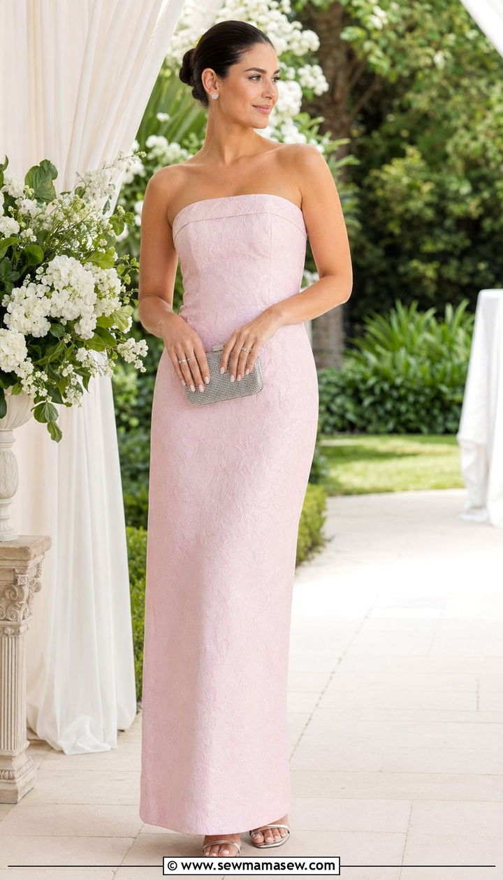 Icy Pink Strapless Maxi Dress - 30 Wedding guest outfits spring 2026