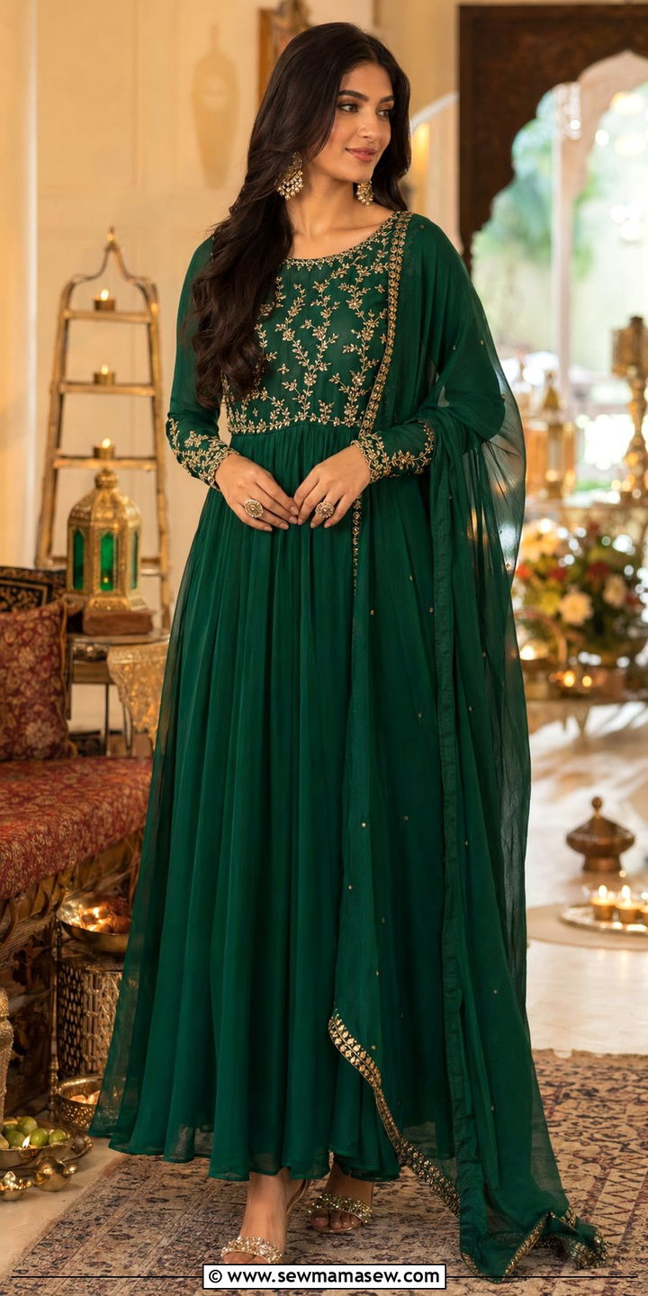 Indian Anarkali Suit With Matching Sandals - 35 Ramadan outfit ideas for women