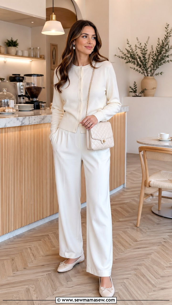 Ivory Cardigan With Trousers - 40 All ivory outfit ideas