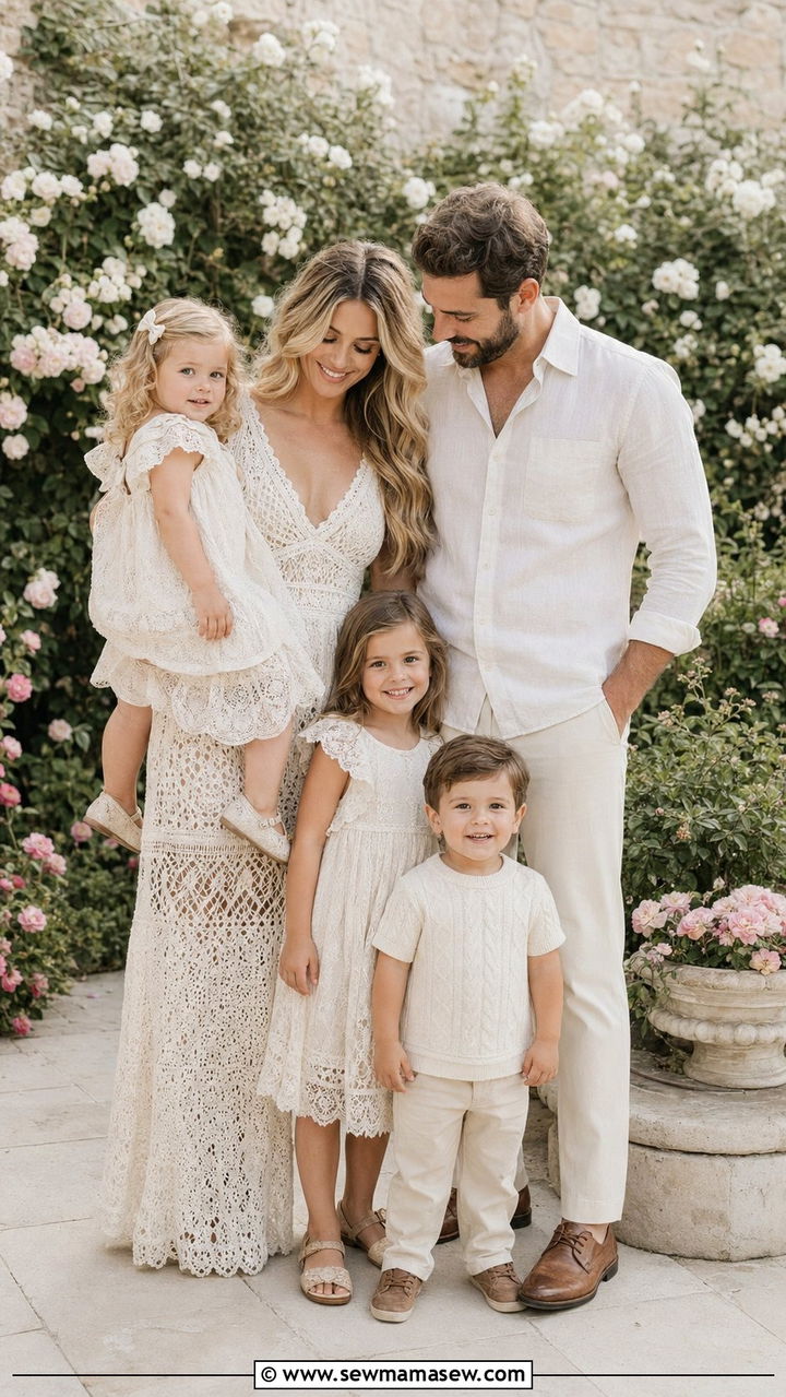 Ivory Lace And Crochet Family Photo Looks - 30 What to wear for summer family photos
