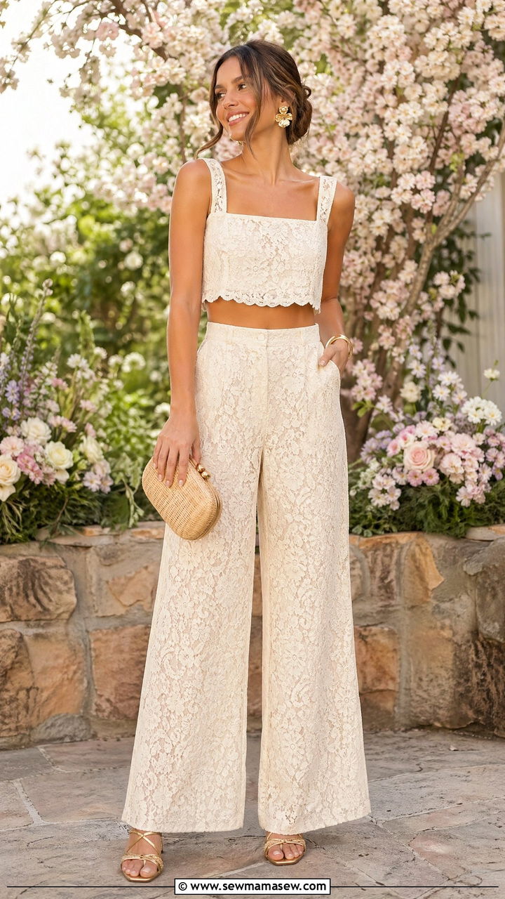 Ivory Lace Two Piece Set - 35 wedding guest outfits