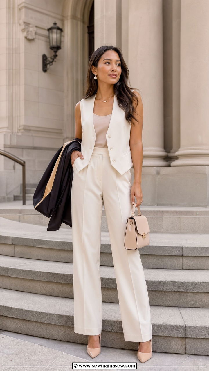 Ivory Tailored Vest And Trousers - 35 classy graduation outfit ideas