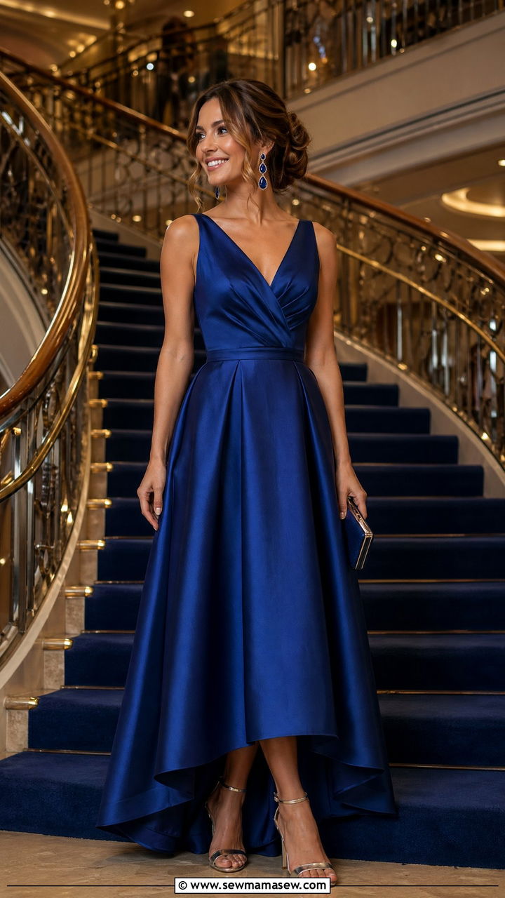 Jewel Tone A Line Gown With Strappy Heels - 35 Cruise dinner outfit ideas