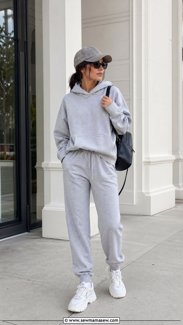 Joggers with a Hoodie and Chunky Sneakers - 35 simple outfit ideas for women