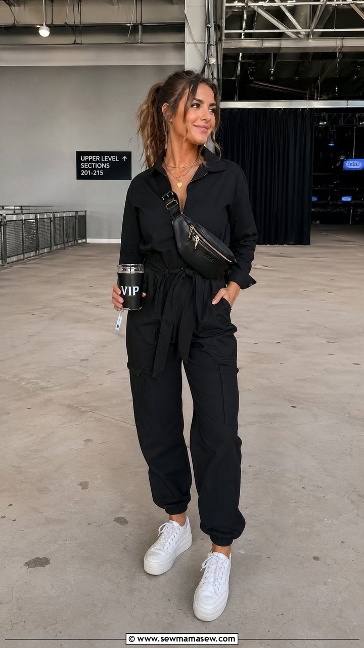 Jumpsuit With White Sneakers For A Concert - 35 Concert outfits for women