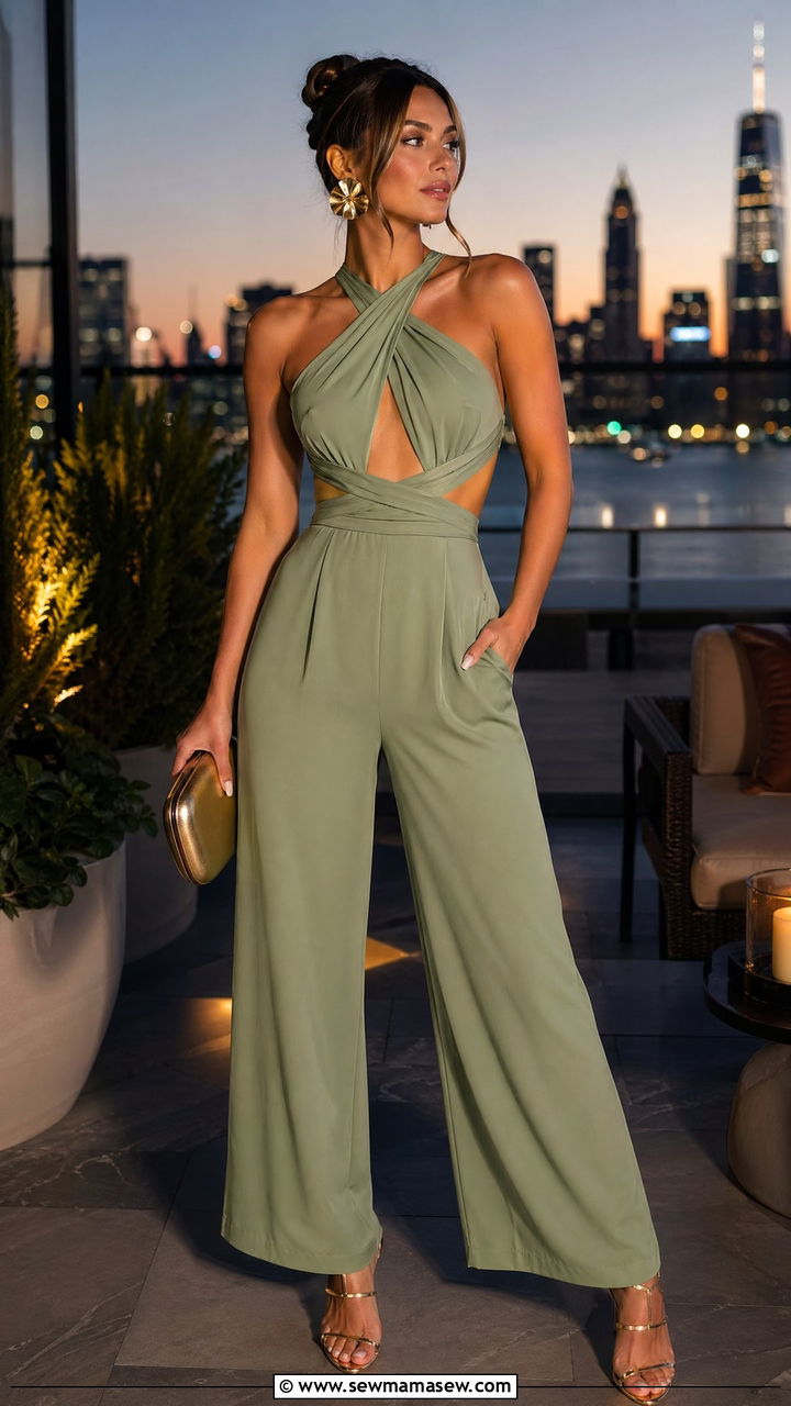 Jumpsuit and Strappy Heels Outfit - 35 spring girls night out outfit ideas