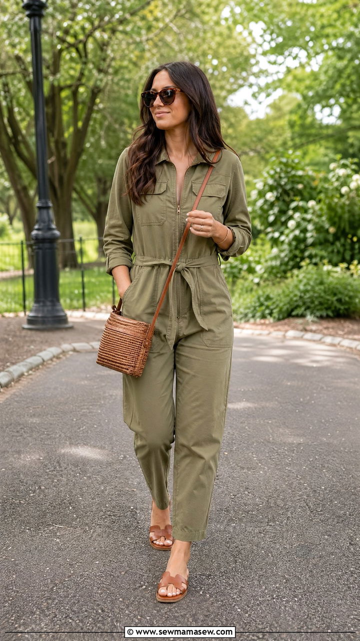 Jumpsuit and sandals outfit - 35 Spring errands outfit ideas