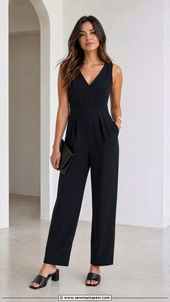 Jumpsuit with Block Heels - 35 summer interview outfit ideas
