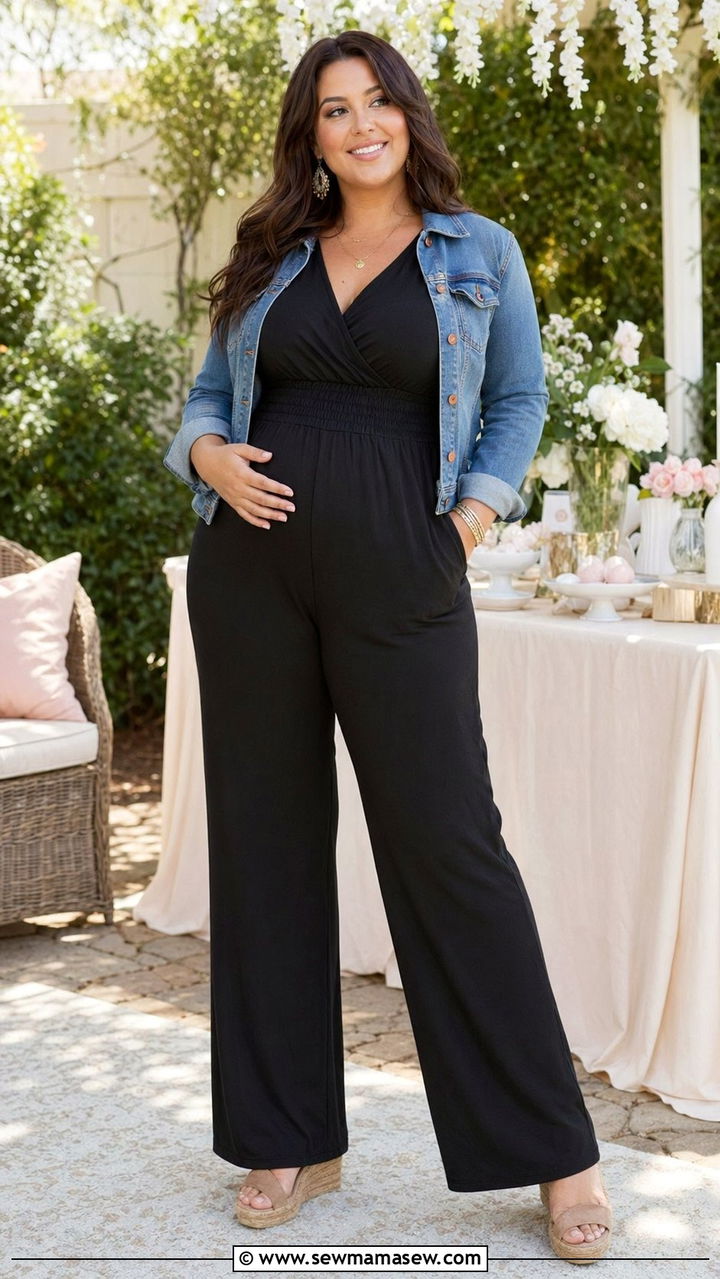Jumpsuit with Elastic Waist - 35 Plus size mom outfit ideas