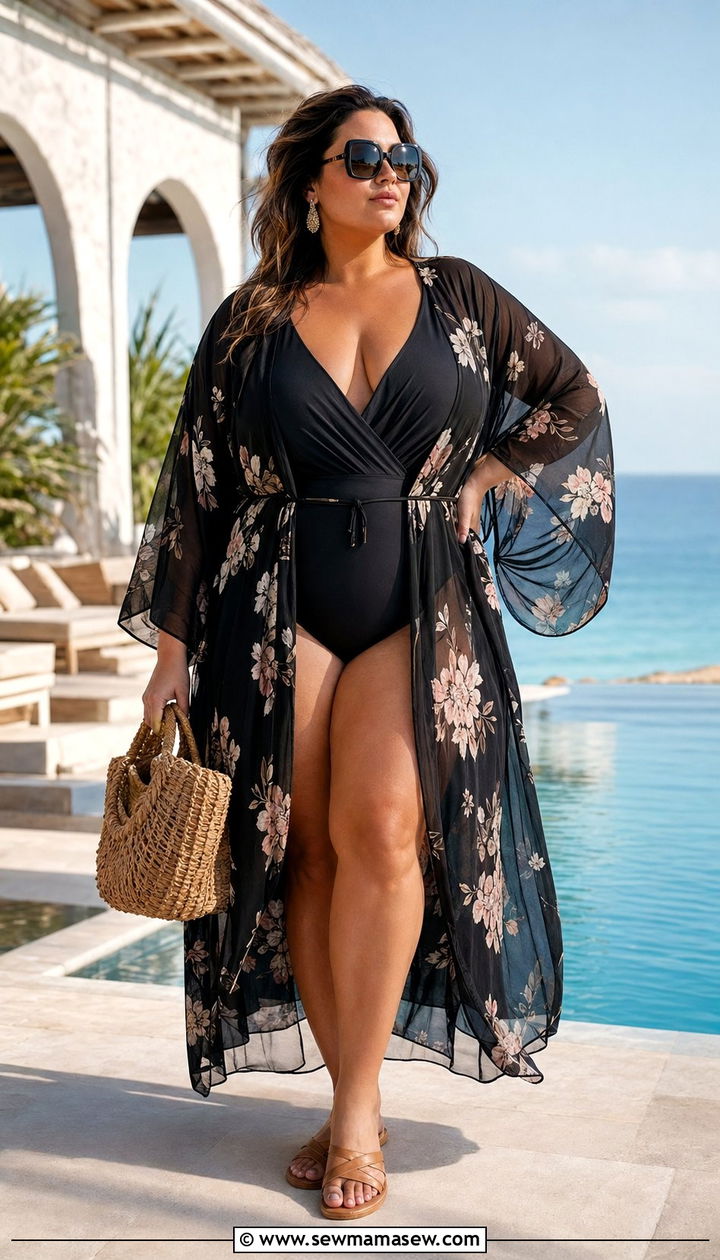 Kaftan Cover Up Over Swimsuit - 35 Plus size summer outfits
