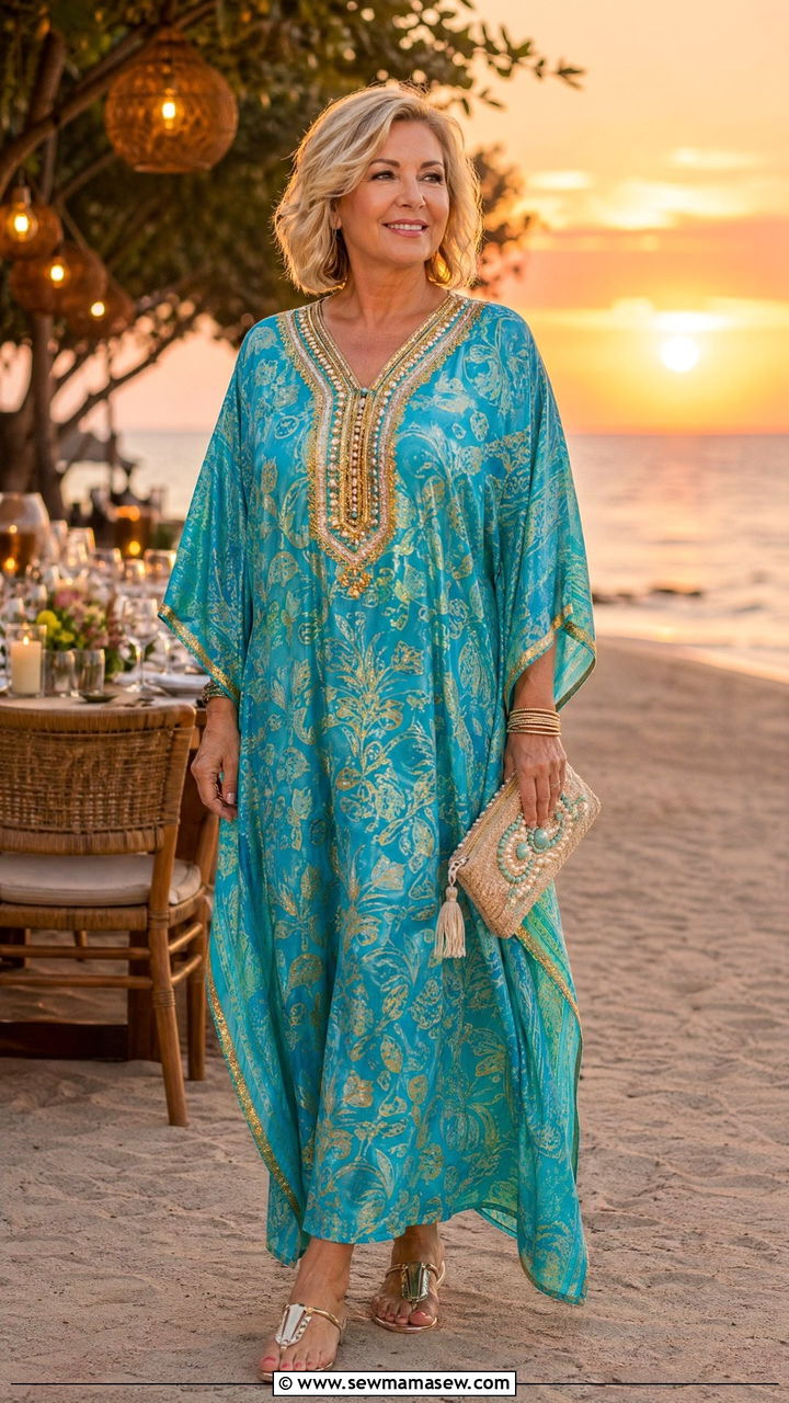 Kaftan dress summer outfit for women over 50 - 35 What to wear in summer for women over 50