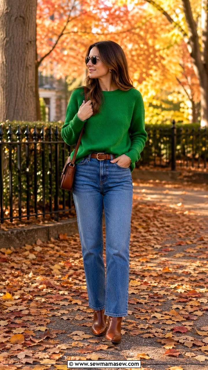 Kelly Green Sweater With Jeans Outfit - 40 All kelly green outfit ideas