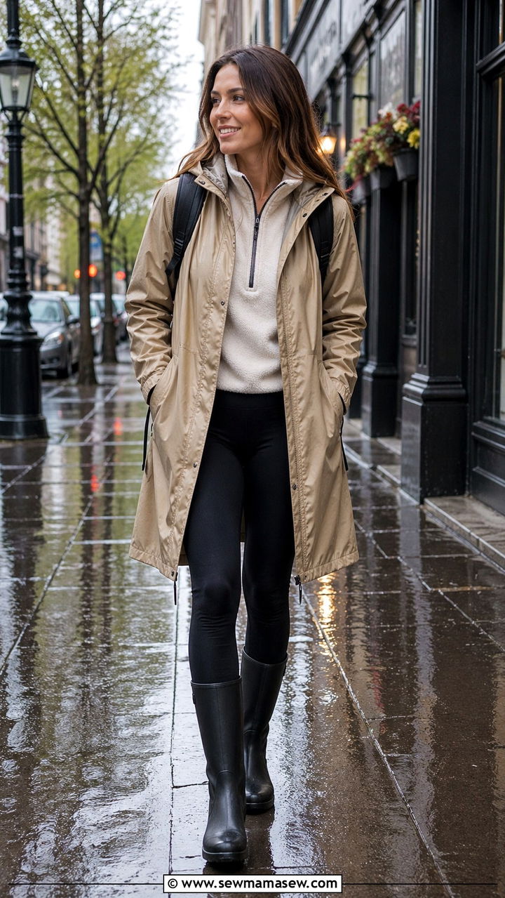 Khaki Leather Jacket With Cargo Pants and Ballet Flats - 30 spring khaki outfit ideas