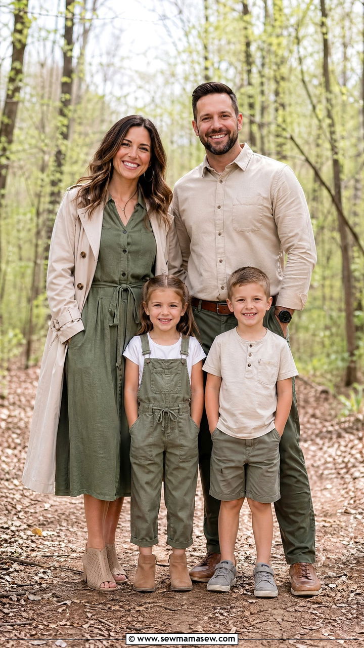 Khaki and Olive Green Family Photo Outfits - 35 spring family photo outfit ideas