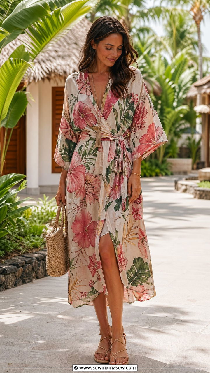 Kimono Wrap Dress Outfit - 35 casual outfits for women