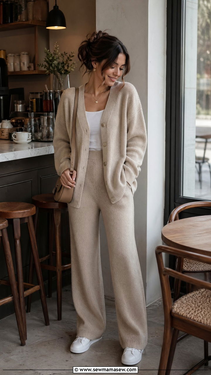 Knit Cardigan Co ord Set Outfit - 35 classy quiet luxury outfit ideas