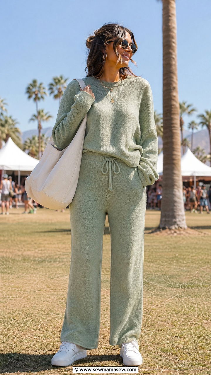 Knit Lounge Set with Tote Bag - 35 spring concert outfit ideas