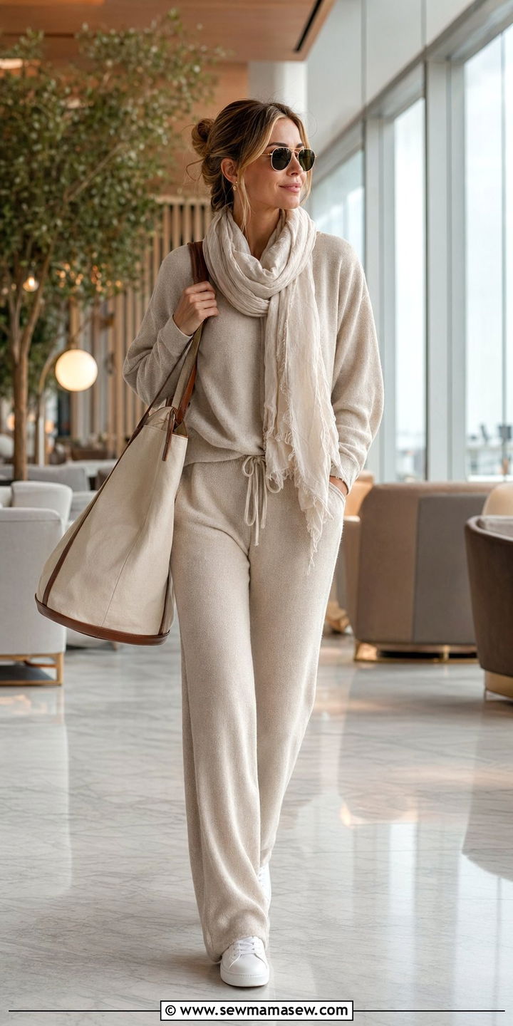 Knit Lounge Two Piece Set With White Sneakers - 30 All inclusive resort outfit ideas