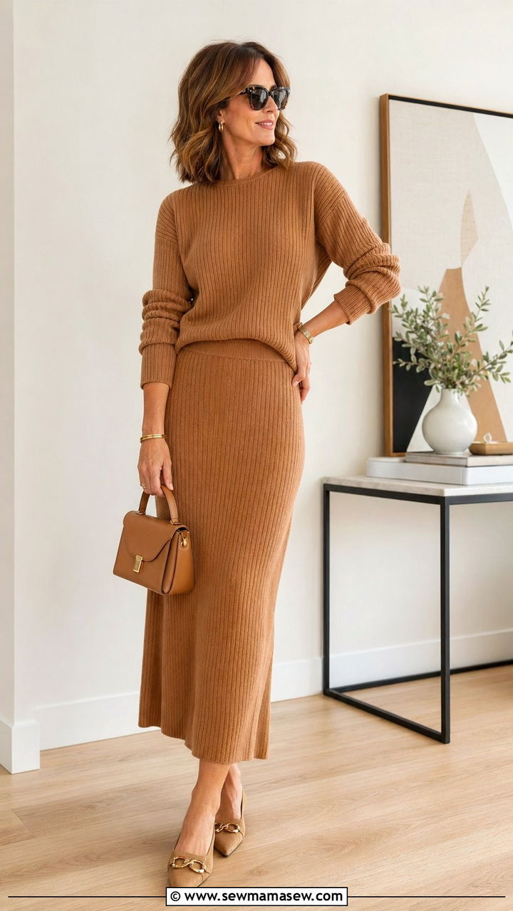 Knit Set with Pointed Flats Outfit for Women Over 40 - 30 Aesthetic outfit ideas for women over 40