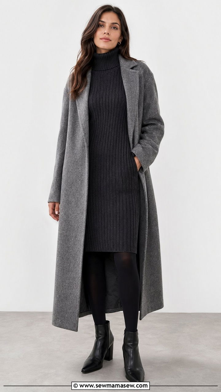 Knit Sweater Dress with Ankle Boots Outfit - 35 modest outfit ideas for women