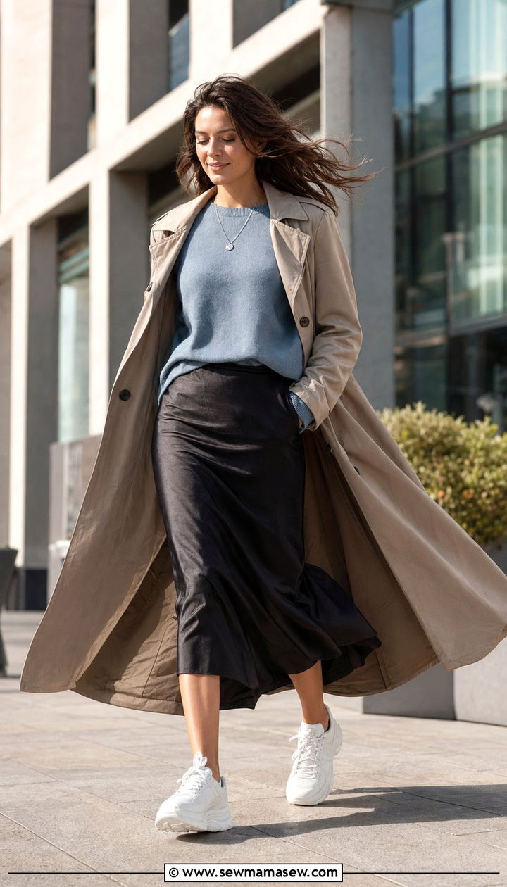 Knit Sweater With A Midi Skirt - 30 windy day outfits Pinterest