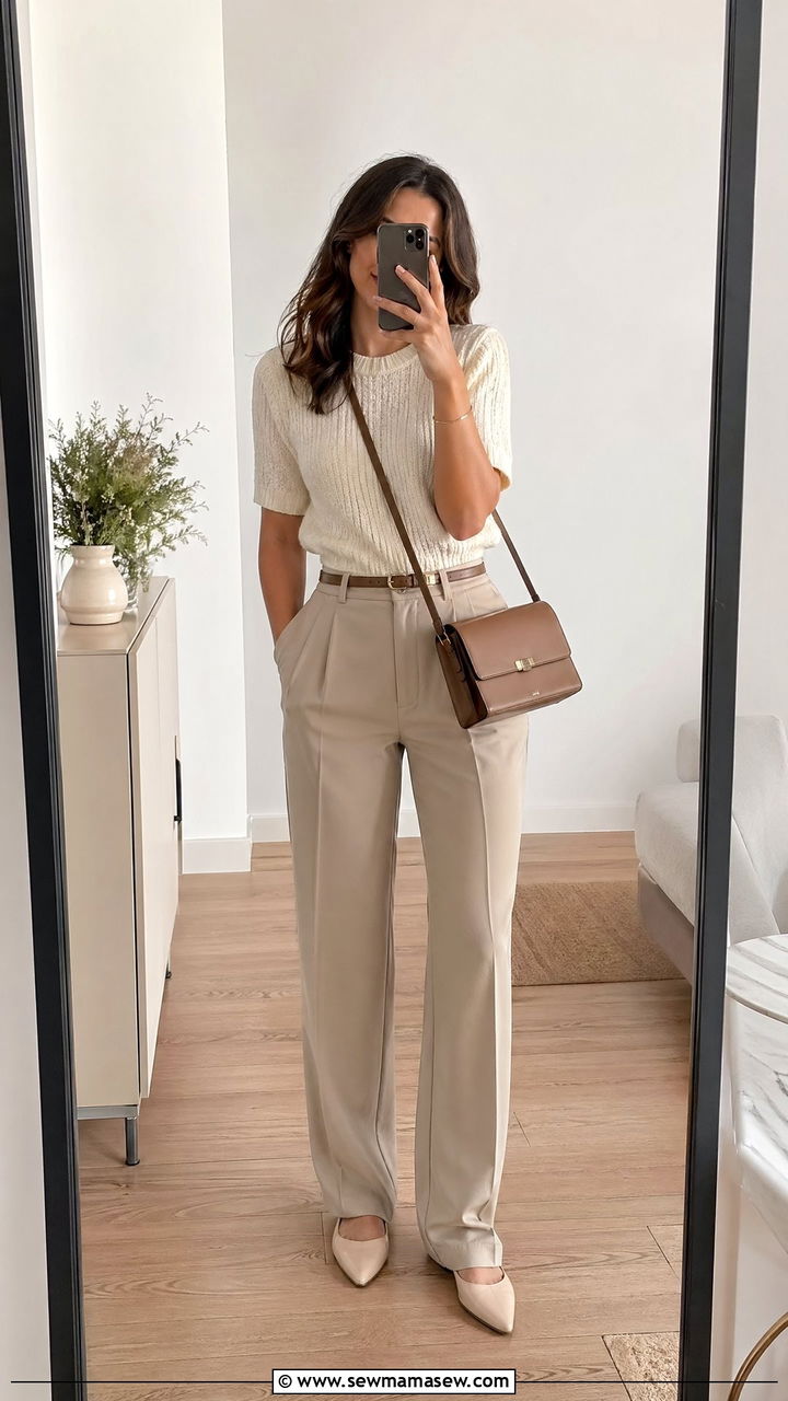 Knit Sweater With Tailored Trousers - 35 Windy summer outfits
