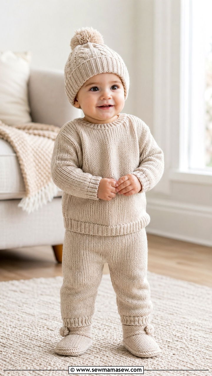 Knit Sweater and Pants Set Outfit - 30 Baby girl outfit ideas