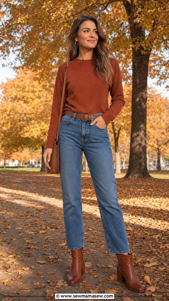 Knit Top and Mom Jeans Outfit - 35 Mom jeans outfit ideas