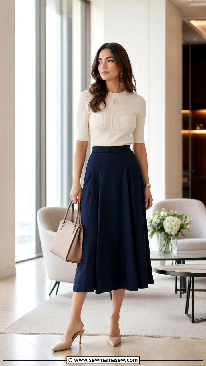Knit Top with Midi Skirt - 30 work outfits ideas