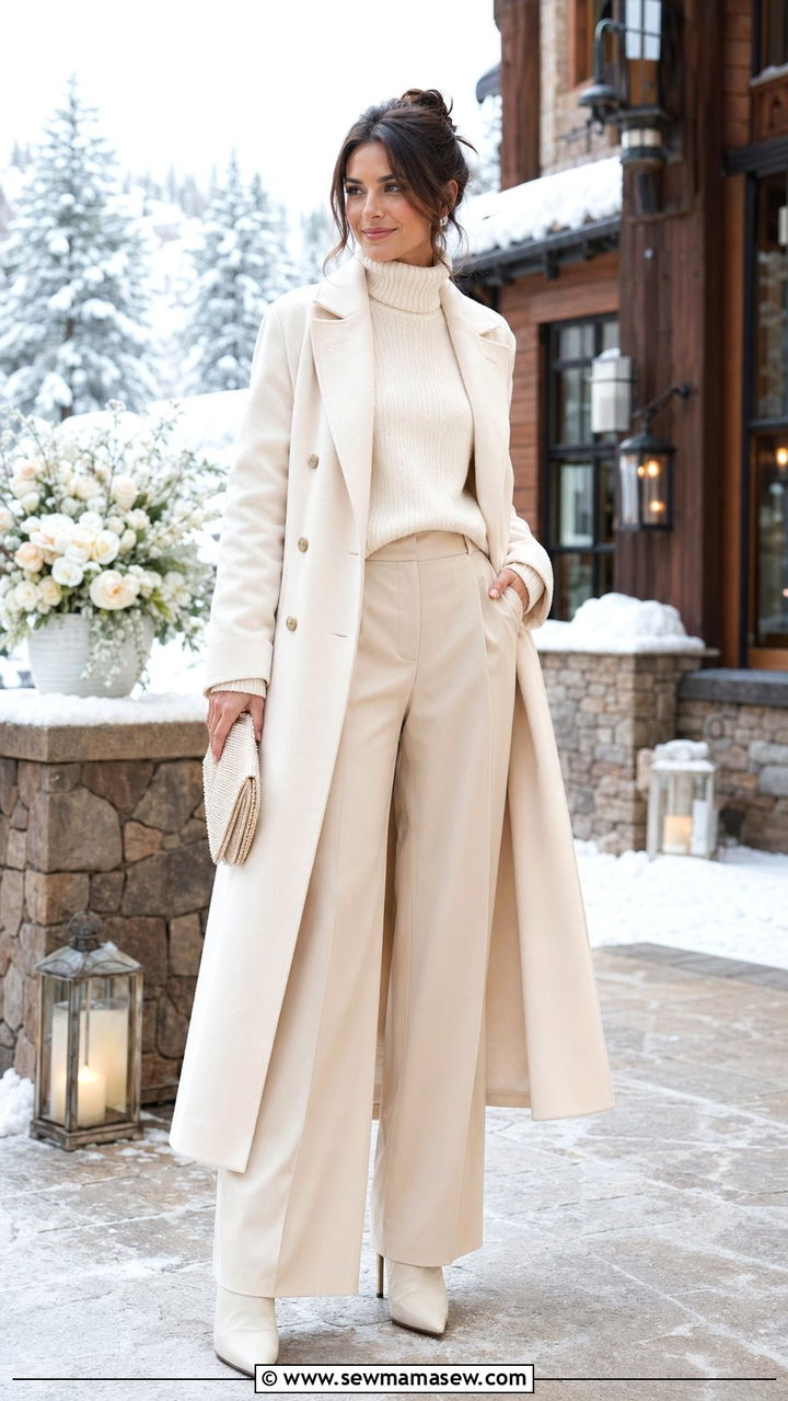 Knit Turtleneck And Tailored WideLeg Pants For Winter Wedding - 30 Wedding guest outfits with pants