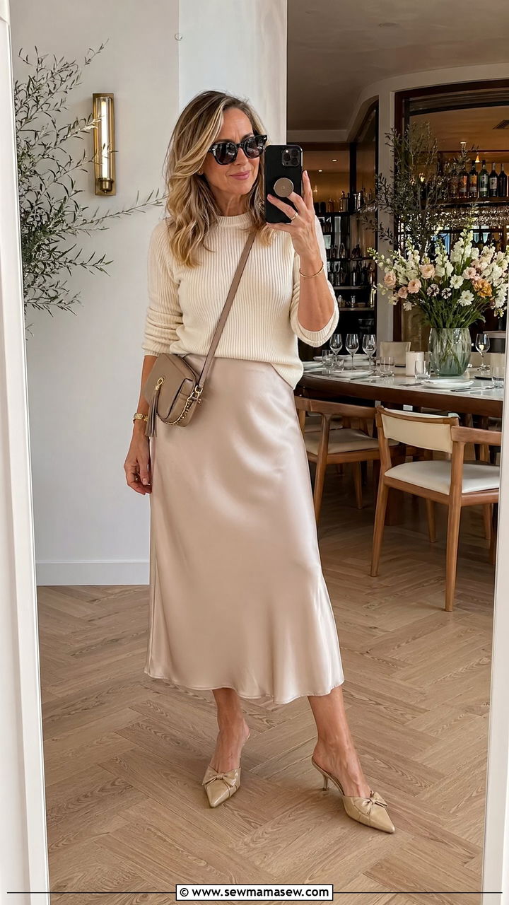 Knit sweater with a midi skirt - 35 Classy outfits for women over 40