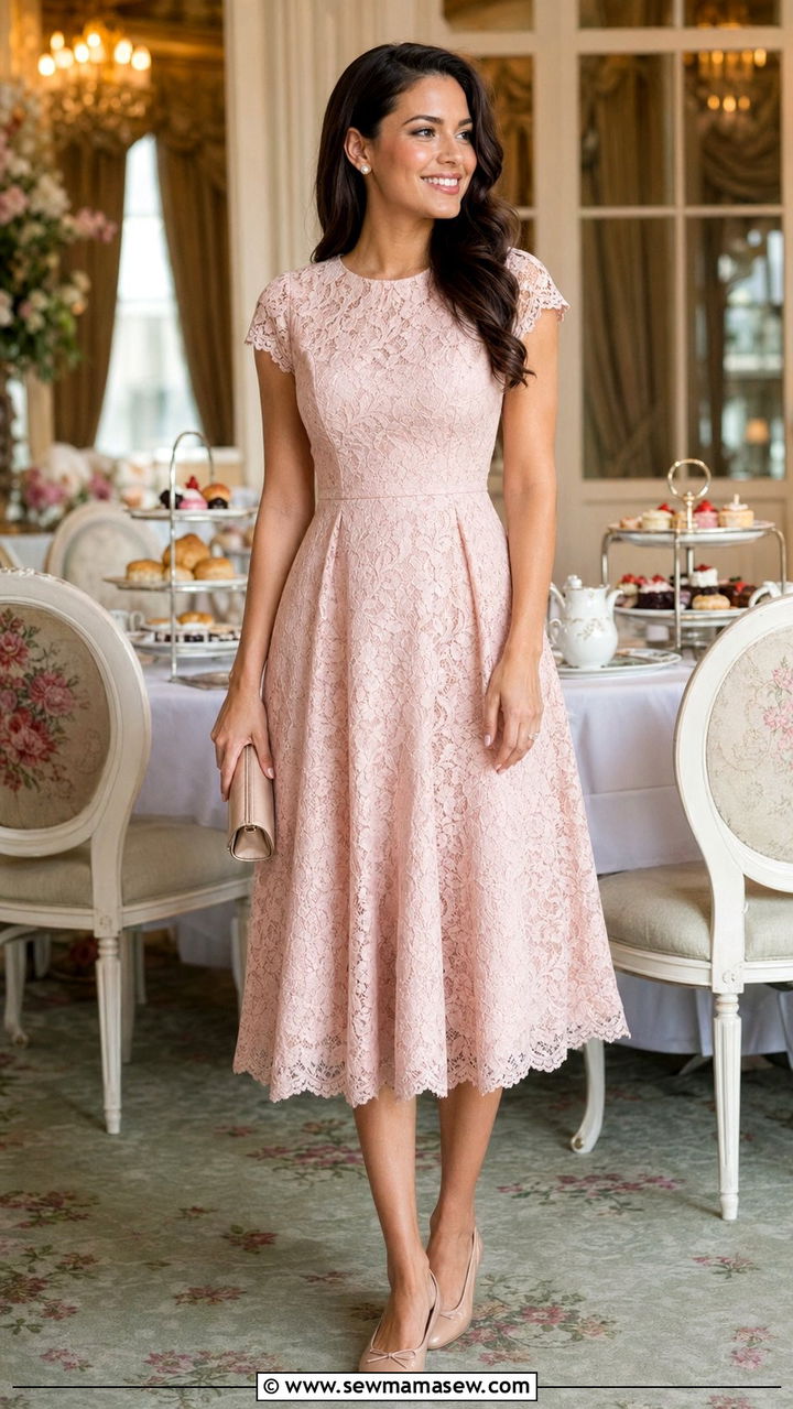 Lace Dress With Ballet Flats Baby Shower Guest - 30 baby shower outfit ideas for women