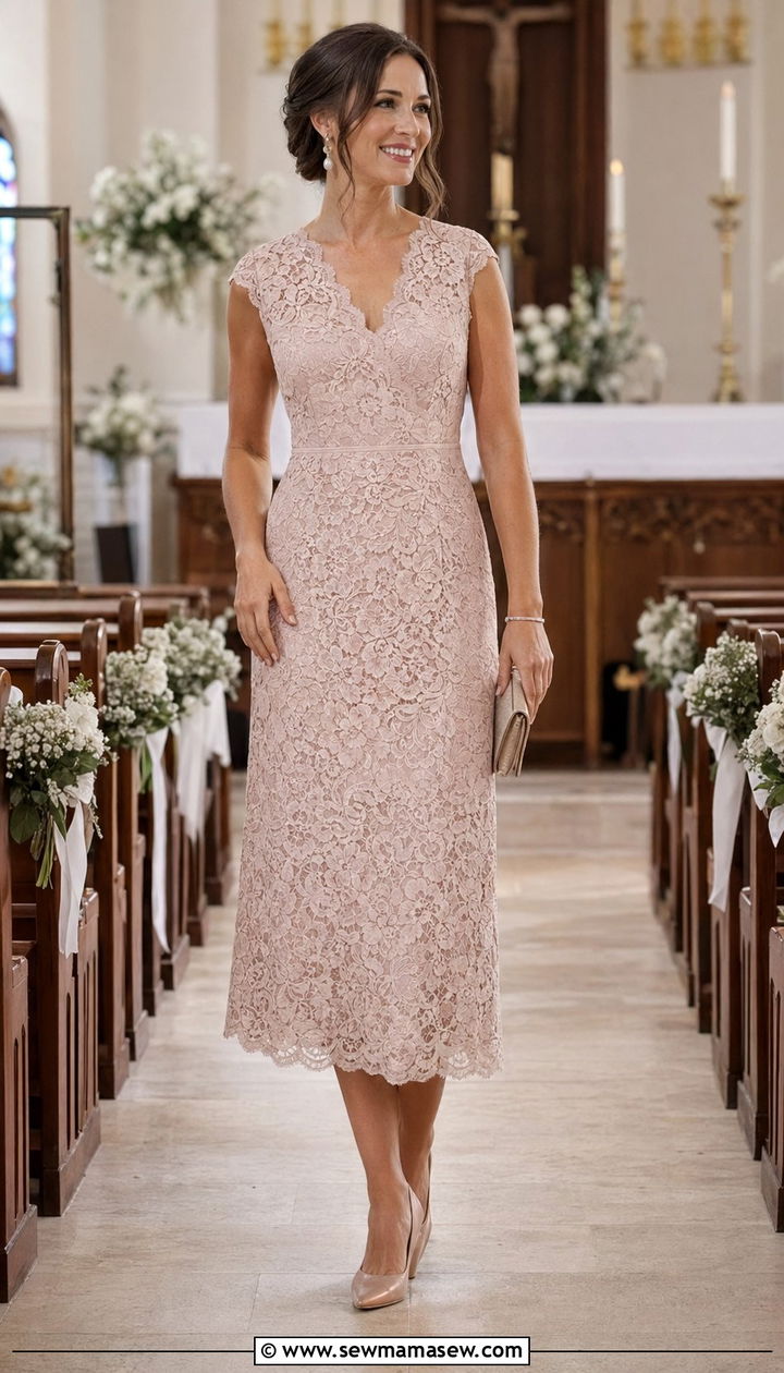 Lace Overlay Dress Wedding Guest Outfit - 30 wedding guest outfits for short torso women