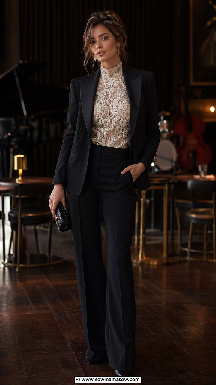 Lace Top With A Tuxedo Jacket - 35 classy concert outfits