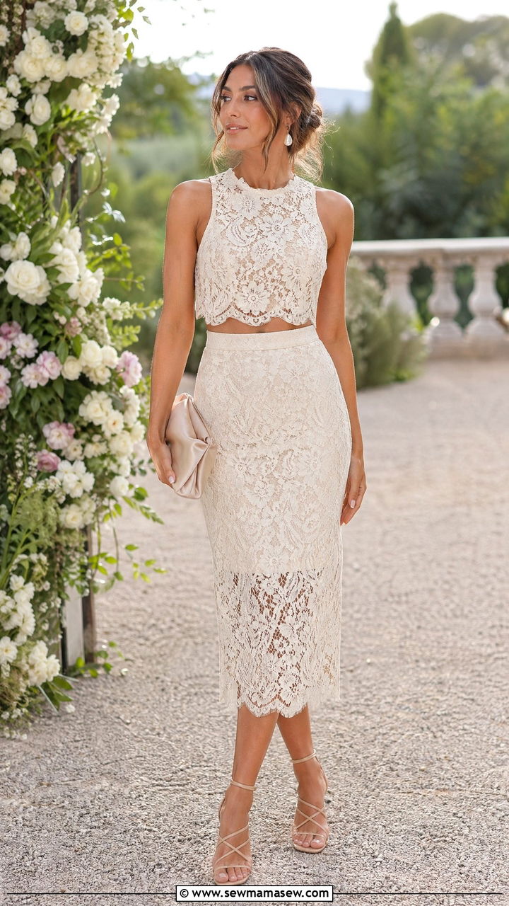 Lace Two Piece Wedding Guest Outfit - 35 Summer wedding guest outfits
