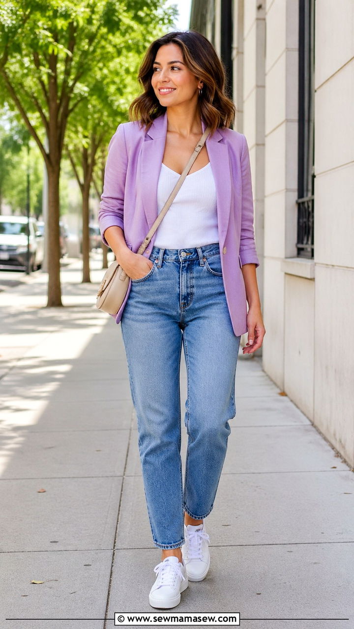 Lavender Blazer with Denim Jeans - 40 All lavender outfit ideas