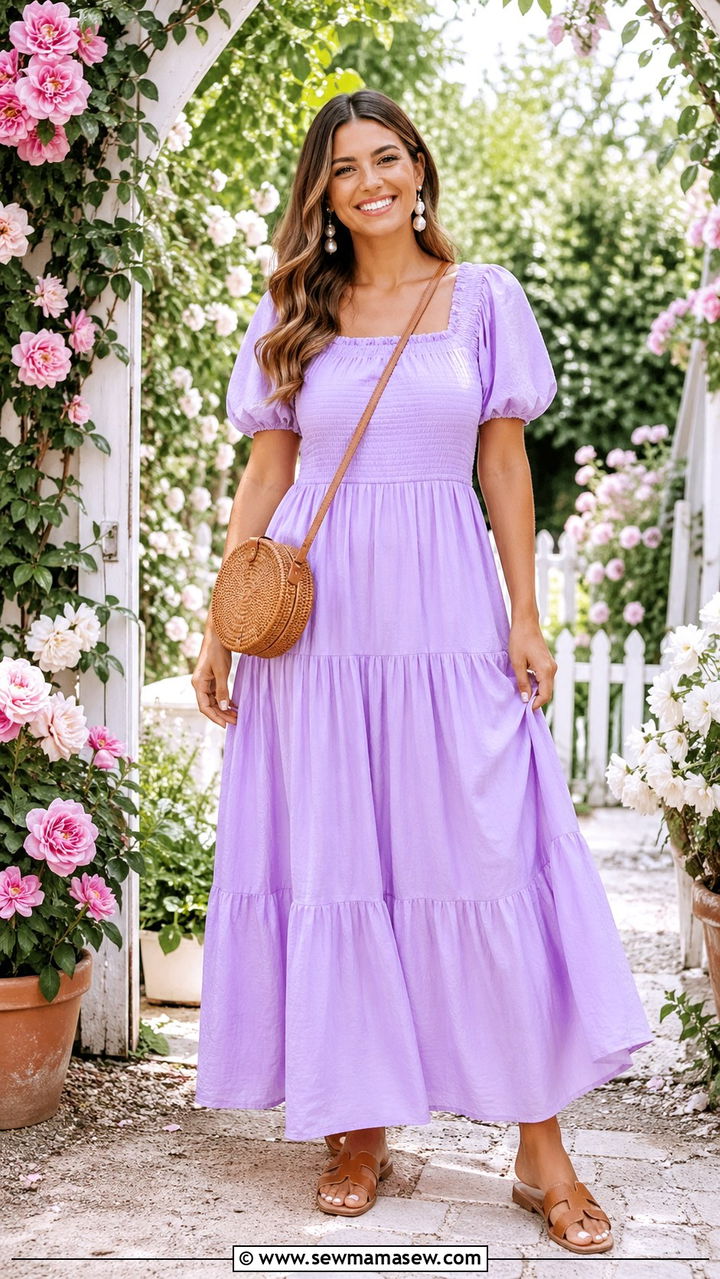 Lavender Maxi Dress with Sandals - 40 All lavender outfit ideas