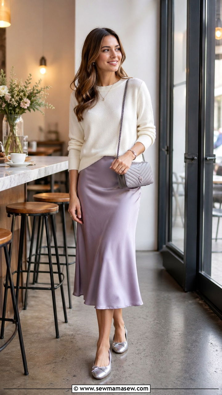 Lavender Midi Skirt and Sweater - 40 All lavender outfit ideas