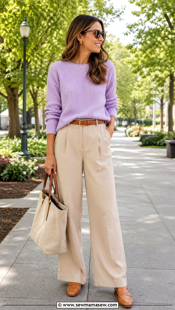 Lavender and Beige Outfit - 40 All lavender outfit ideas