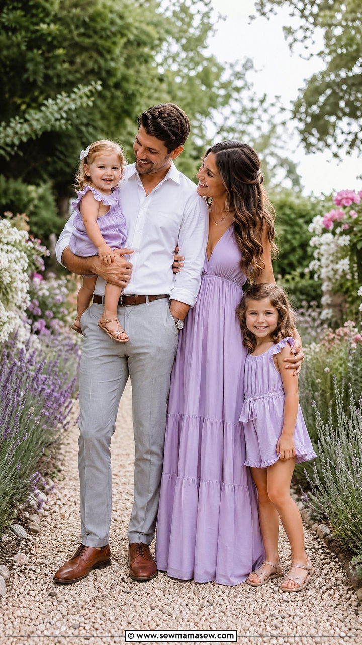 Lavender and Soft Gray Summer Family Photo Outfits - 35 Summer family photo outfits