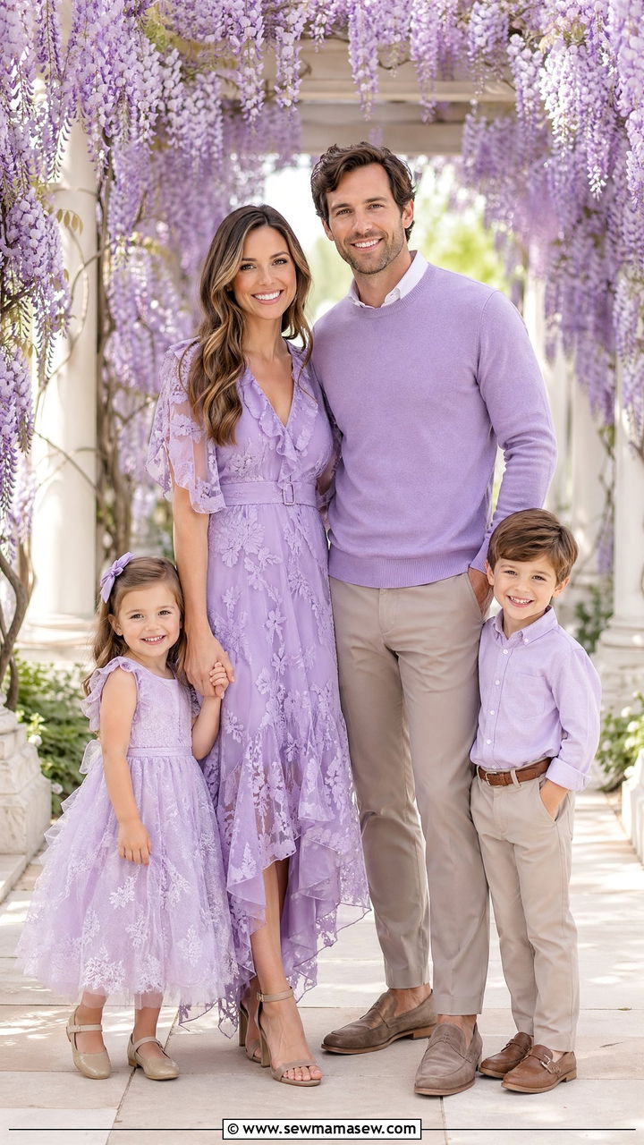 Lavender and Taupe Spring Photoshoot Outfit - 35 spring family photoshoot outfit ideas