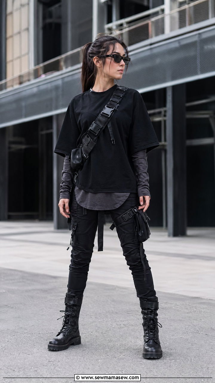 Layered Longline Tees With Techwear Accessories - 35 streetwear outfits