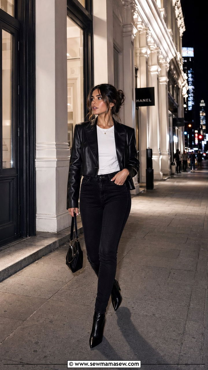 Leather Blazer with Skinny Jeans Outfit - 30 Best blazers for petite women