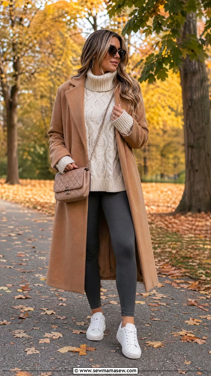 Leggings and Oversized Sweater - 35 Walking outfit ideas women